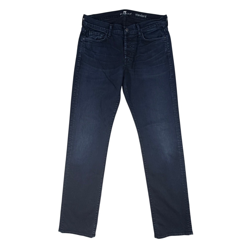 7‎ For All Mankind Standard Mens 32x34 Straight Leg Jeans Dark Indigo Blue USA